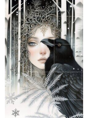 NORDIC WINTER Junk Journal Art Cards, 10 Pieces, 4" x 6" Scrapbook Card Toppers